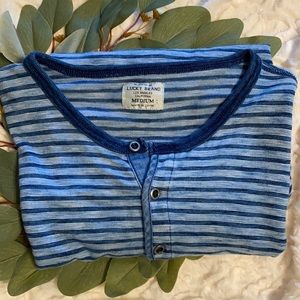 Lucky Brand Young Men’s 3 Button Striped Henley